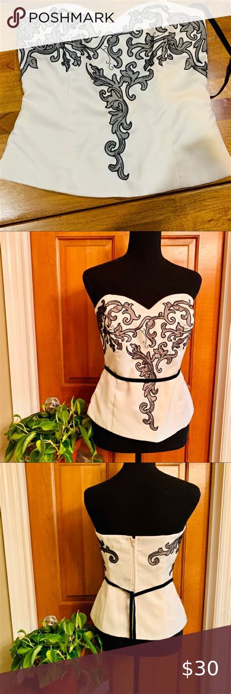 white house black market bustier metal embellishment|White House Black Market Bustier Top embellishment jewel.